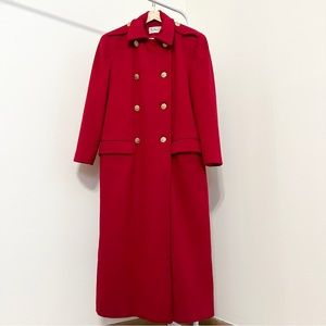 Talbots Union Made Vintage Long Red Wool Coat Double Breasted Size 10